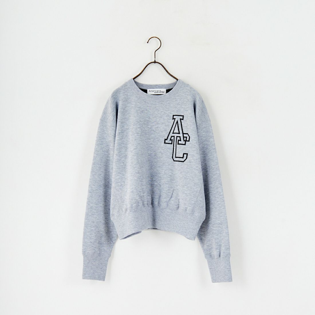 Americana × JEANS FACTORY [アメリカーナ × ジーンズファクトリー] 別注 ショート丈 バックロゴ スウェットライクニット [ASO-C-003-1-JF] ｸﾞﾚｰ