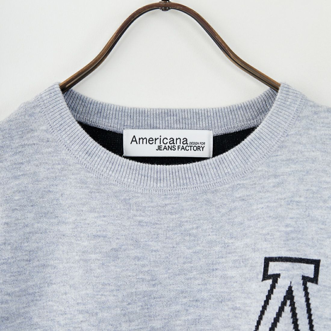 Americana × JEANS FACTORY [アメリカーナ × ジーンズファクトリー] 別注 ショート丈 バックロゴ スウェットライクニット [ASO-C-003-1-JF] ｸﾞﾚｰ