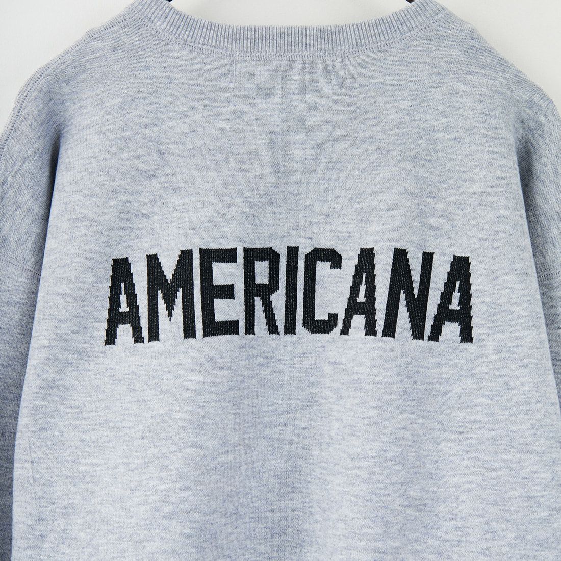 Americana × JEANS FACTORY [アメリカーナ × ジーンズファクトリー] 別注 ショート丈 バックロゴ スウェットライクニット [ASO-C-003-1-JF] ｸﾞﾚｰ