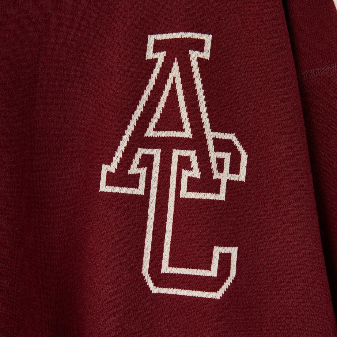 Americana × JEANS FACTORY [アメリカーナ × ジーンズファクトリー] 別注 ショート丈 バックロゴ スウェットライクニット [ASO-C-003-1-JF] ﾜｲﾝ