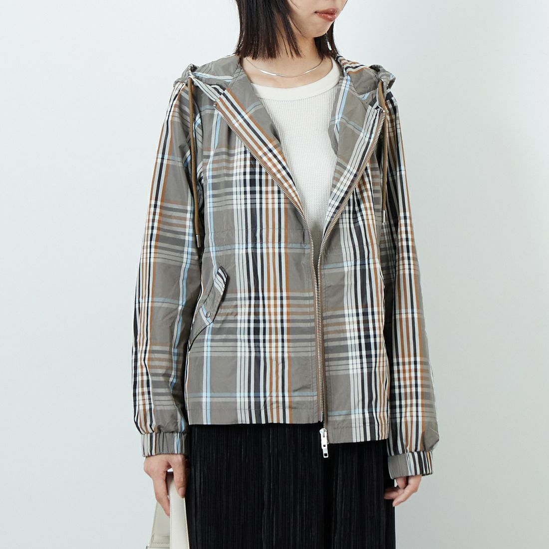 Kelen [ケレン] チェックフーディジャケット [LKL24FJK2037] BEG BROWN &&モデル身長：162cm 着用サイズ：M&&