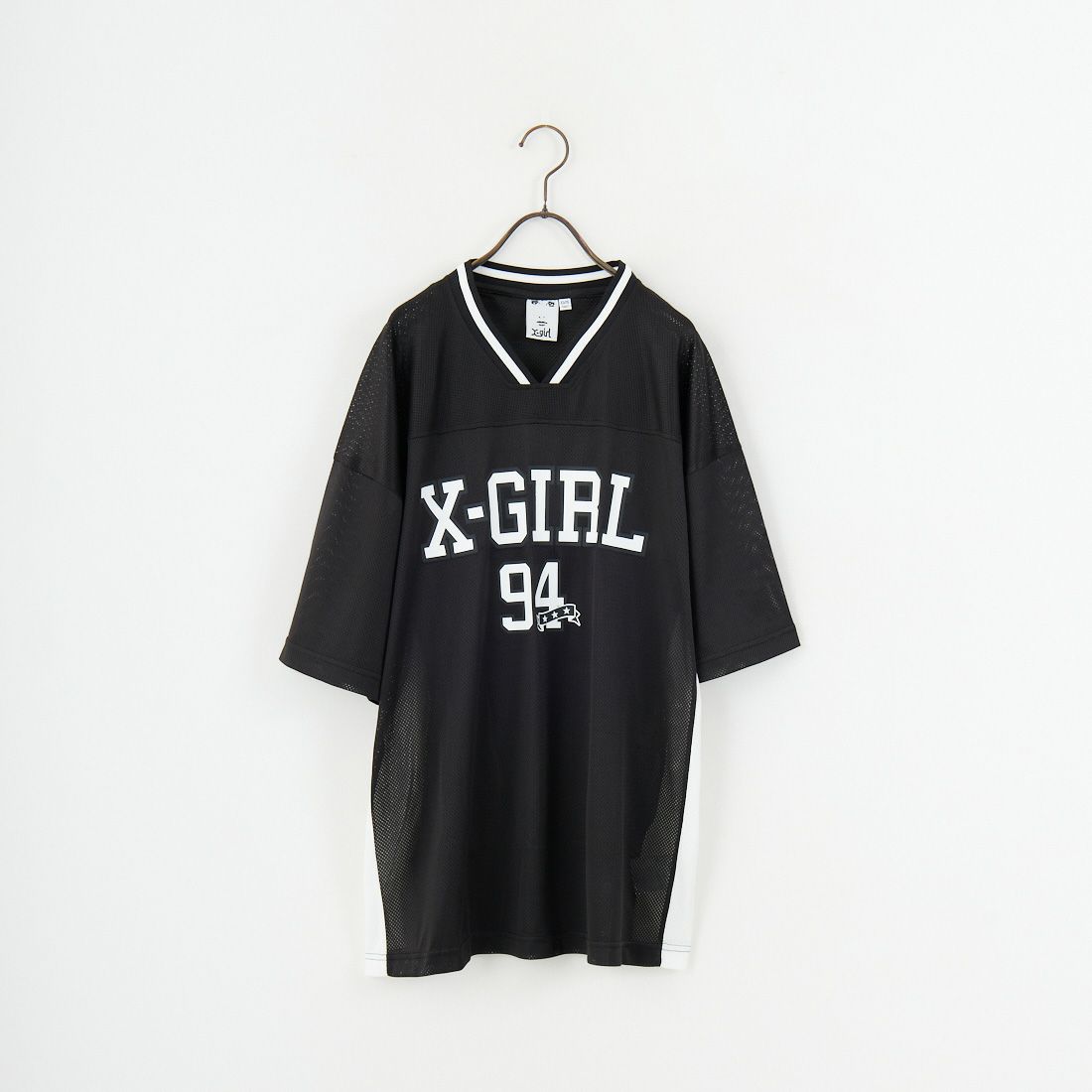 X-girl [エックスガール] フットボールメッシュTシャツワンピース [105253041001]