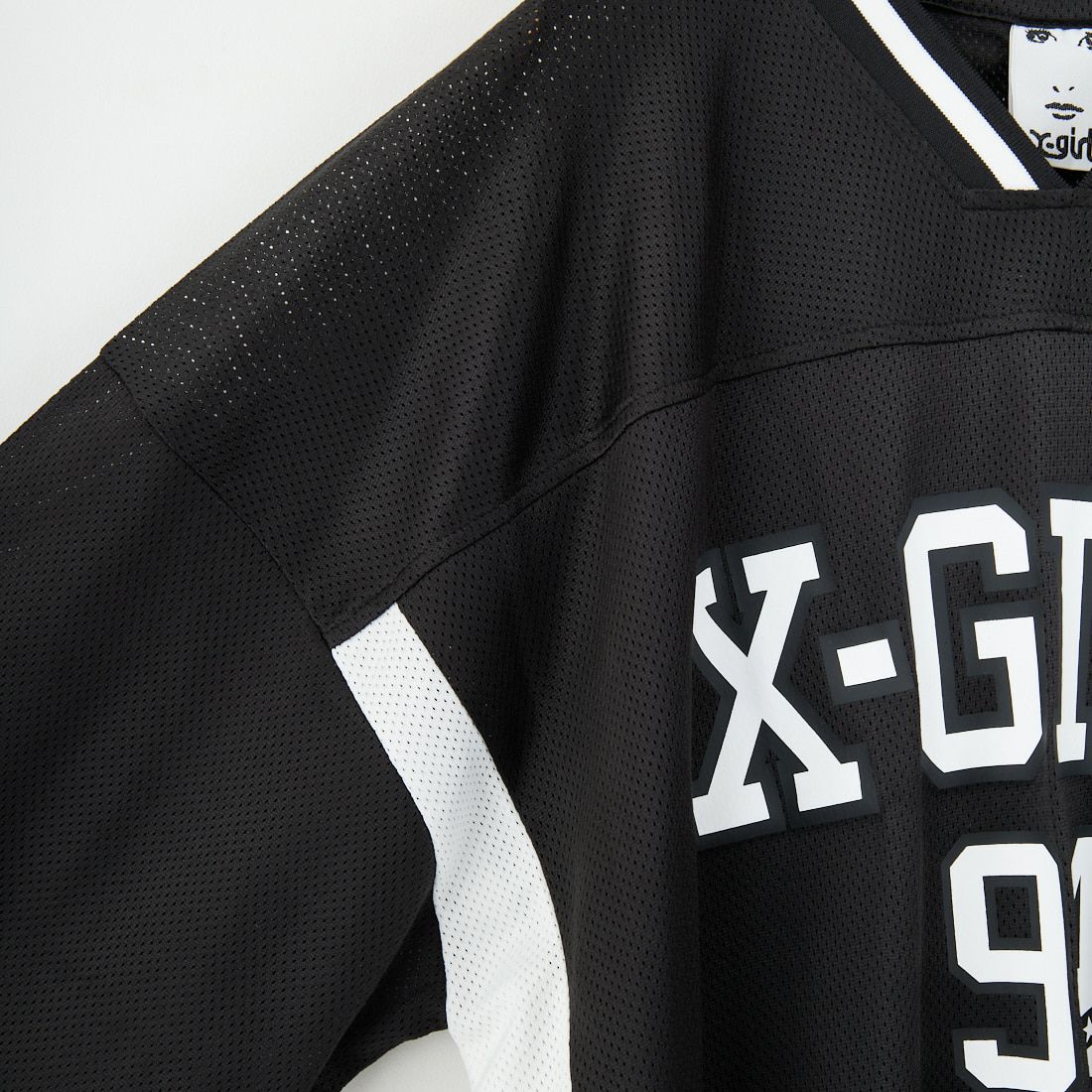 X-girl [エックスガール] フットボールメッシュTシャツワンピース [105253041001] BLACK