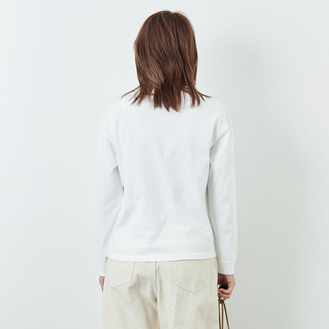 THE NORTH FACE PURPLE LABEL [ザ ノースフェイス パープルレーベル] 8オンスフィールド ロングスリーブポケットTシャツ [N25FT063] OW OFF WHI &&モデル身長：167cm 着用サイズ：WS&&