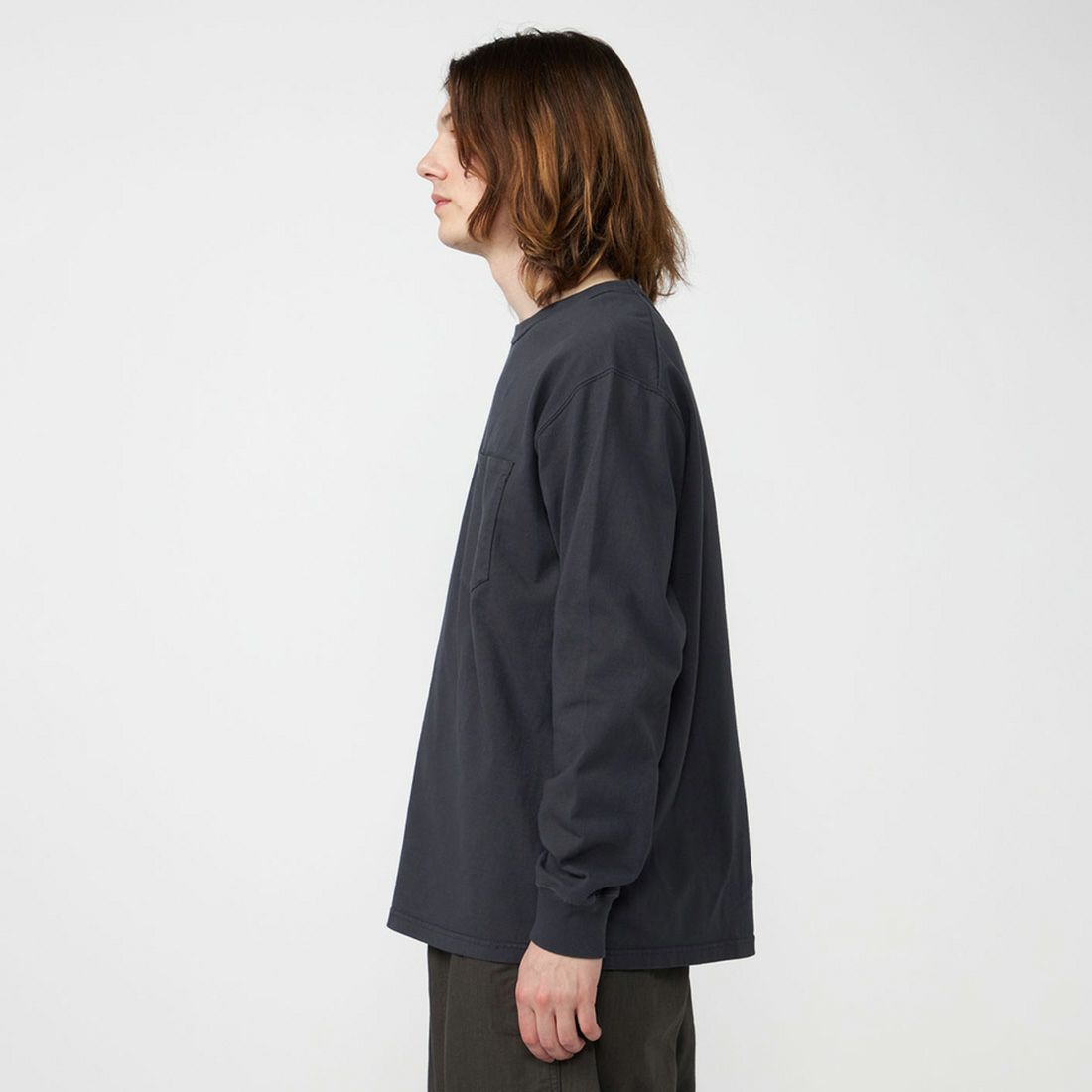 THE NORTH FACE PURPLE LABEL [ザ ノースフェイス パープルレーベル] 8オンスフィールド ロングスリーブポケットTシャツ [N25FT063] AH ASPHALT &&モデル身長：179cm 着用サイズ：M&&