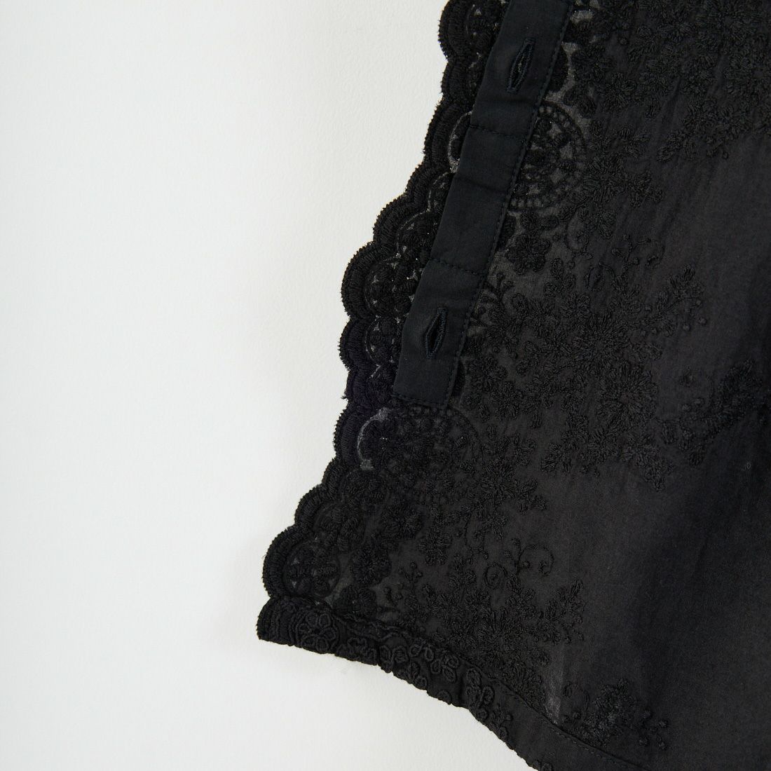 mizuiro ind [ミズイロインド] レーススタンドカラーワイドシャツ [1-239005] 99 BLACK