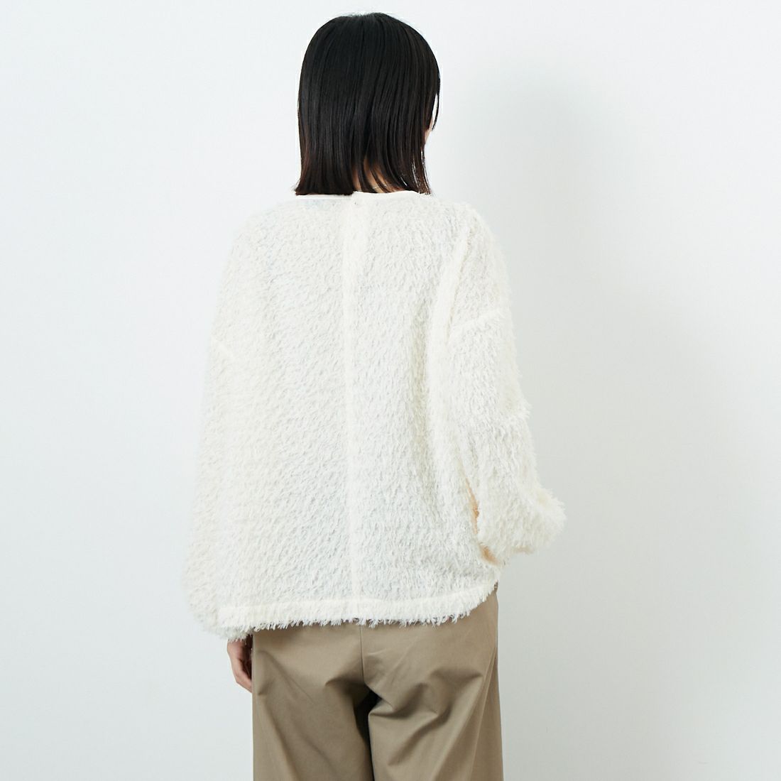 STELLA CIFFON [ステラシフォン] シアーカットジャガードブラウス [ST3-26406] 02 WHITE &&モデル身長：162cm 着用サイズ：36&&