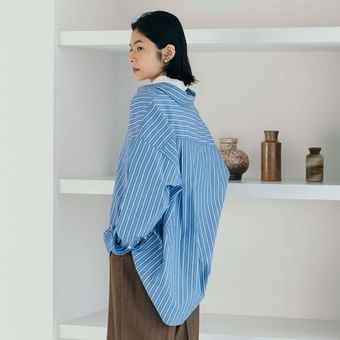 USINE [ユジーヌ] オーバーサイズドレスシャツ [IN1-SH-5] BLU ST