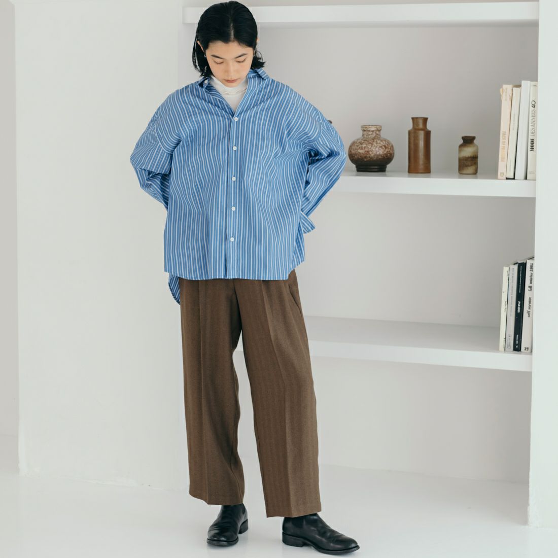 USINE [ユジーヌ] オーバーサイズドレスシャツ [IN1-SH-5] BLU ST
