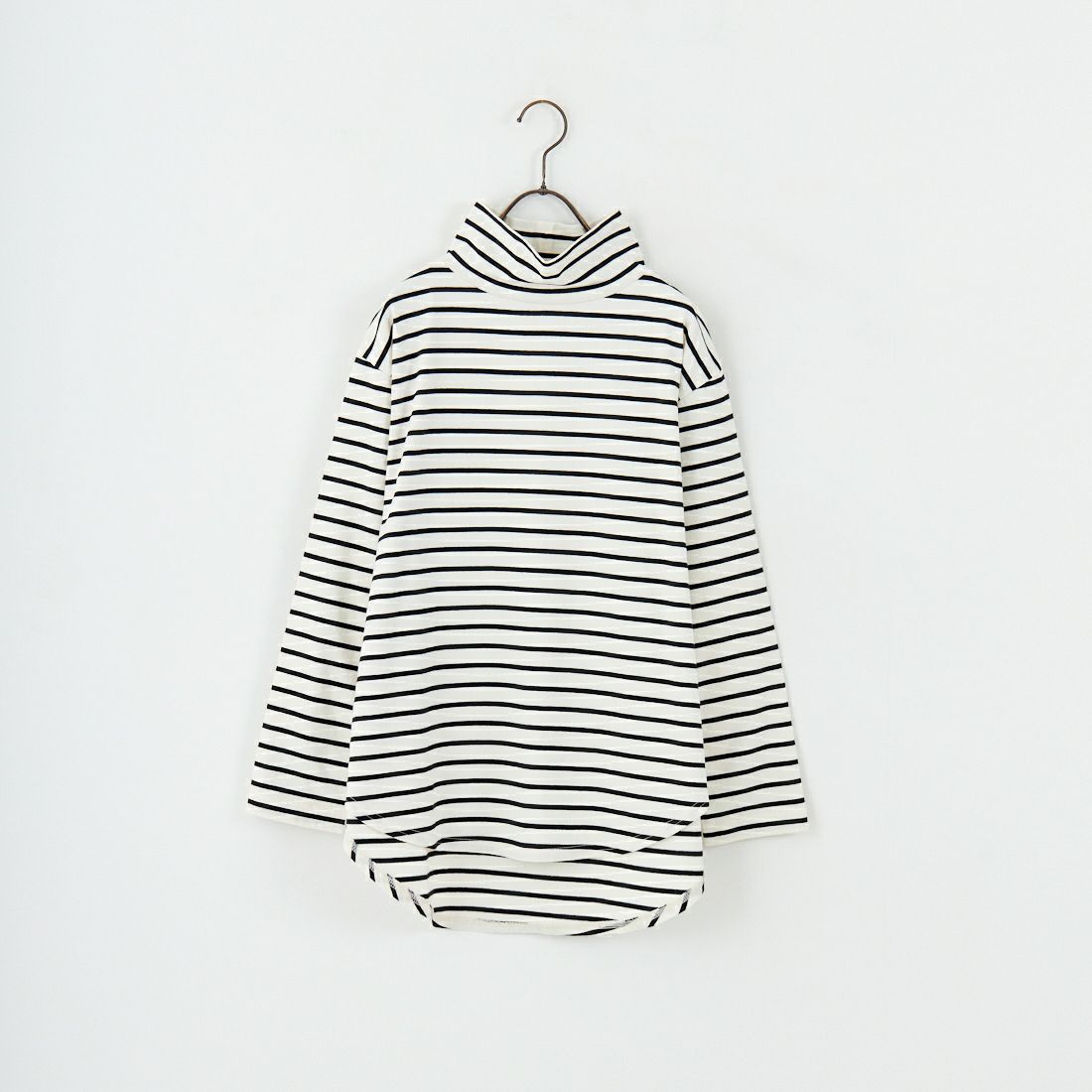 tumugu: [ツムグ] 裾ラウンドハイネックロングボーダーTシャツ [TC22301-BA] 9L BORDER