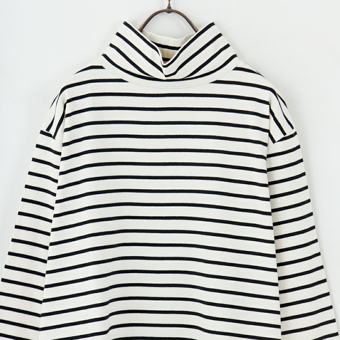 tumugu: [ツムグ] 裾ラウンドハイネックロングボーダーTシャツ [TC22301-BA] 9L BORDER