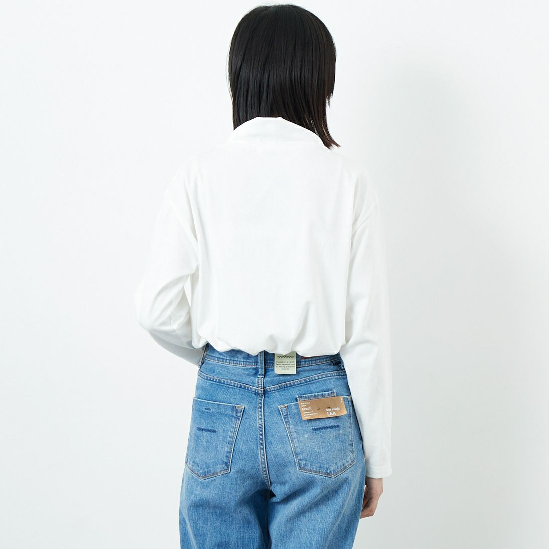 tumugu: [ツムグ] 裾ラウンドハイネックロングTシャツ [TC22301] 02 OFF &&モデル身長：162cm 着用サイズ：F&&