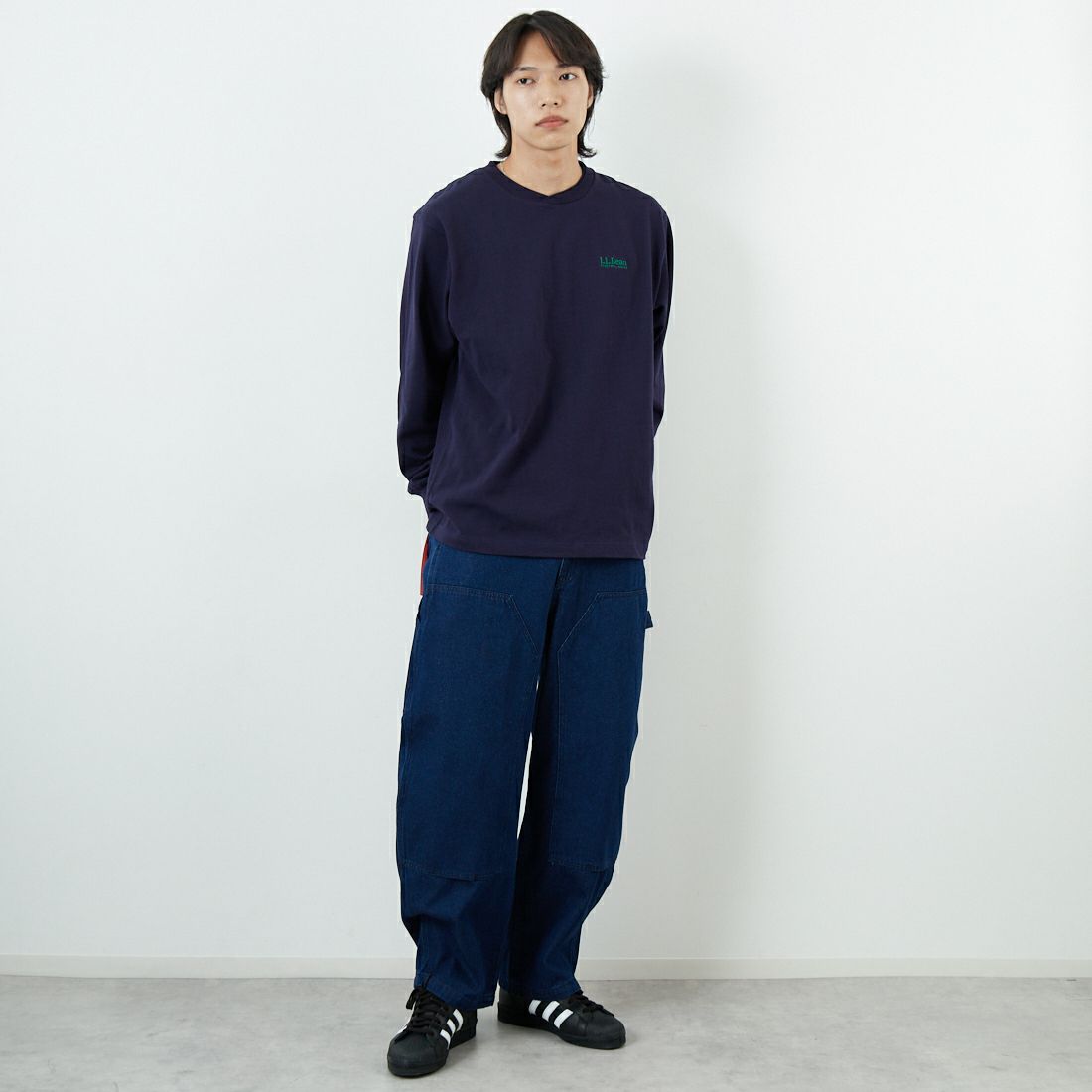 L.L.BEAN [エルエルビーン] ユニオン ロングスリーブTシャツ [5475-1031] 67 NAVY &&モデル身長：179cm 着用サイズ：M&&