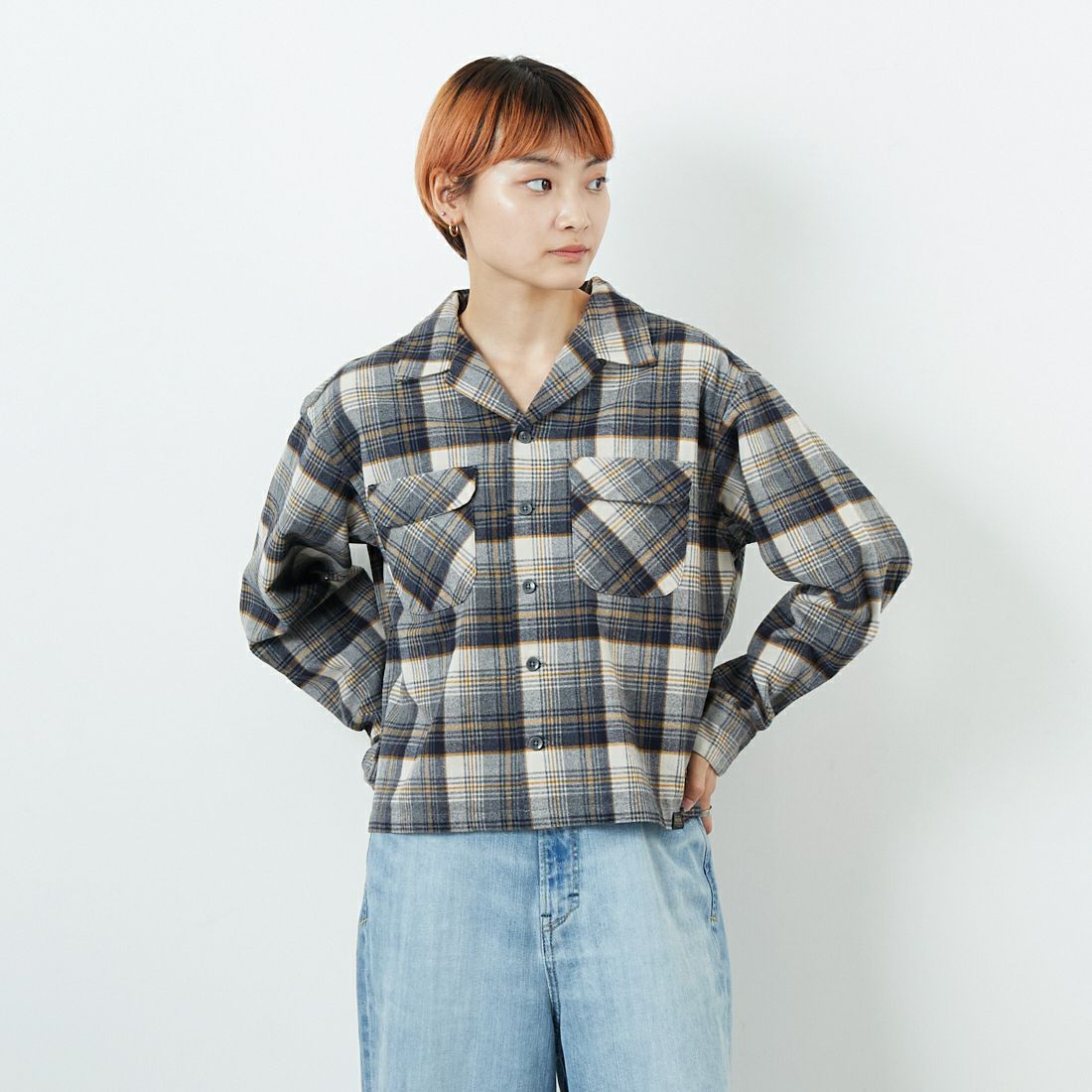 PENDLETON [ペンドルトン] オープンカラーシャツ [5475-1100] 28 OFF/MUS &&モデル身長：160cm 着用サイズ：S&&