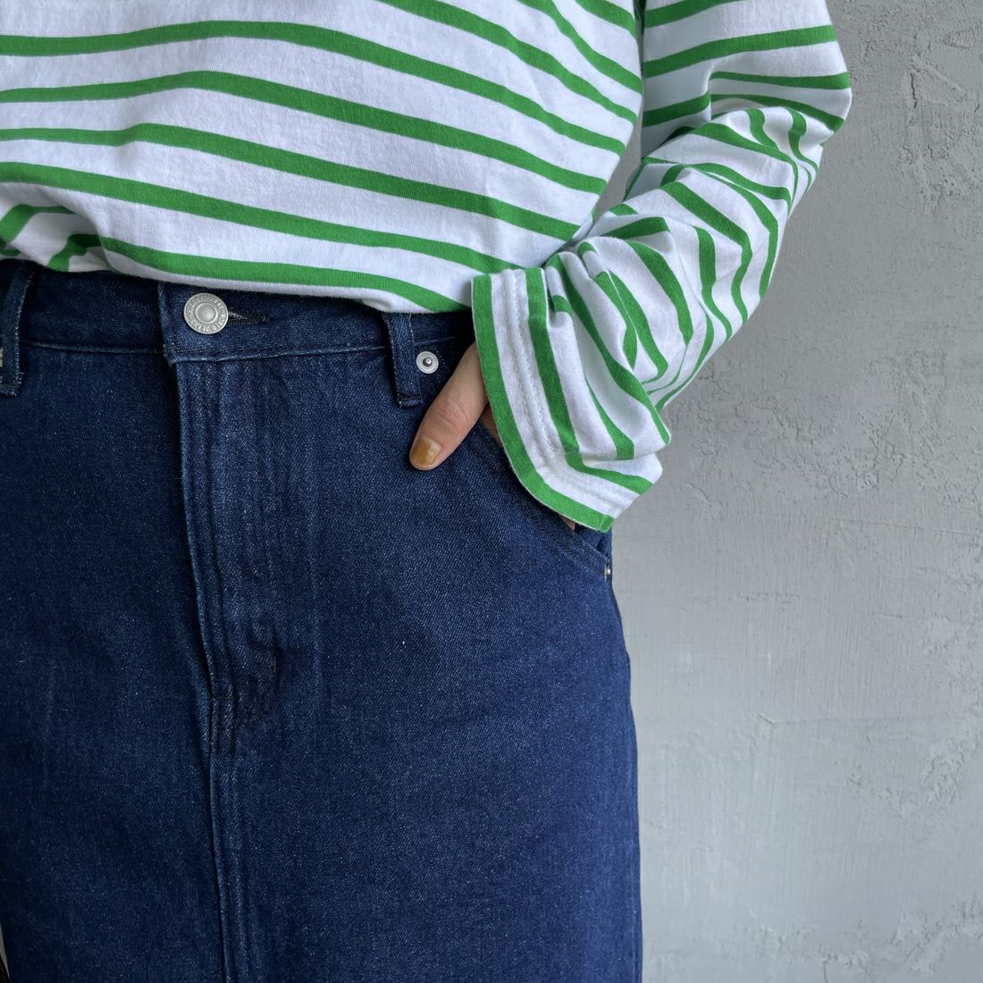 Jeans Factory Clothes [ジーンズファクトリークローズ] コットンデニムナロースカート [JFC-254-066] ONE WASH	&&モデル身長：158cm 着用サイズ：S&&
