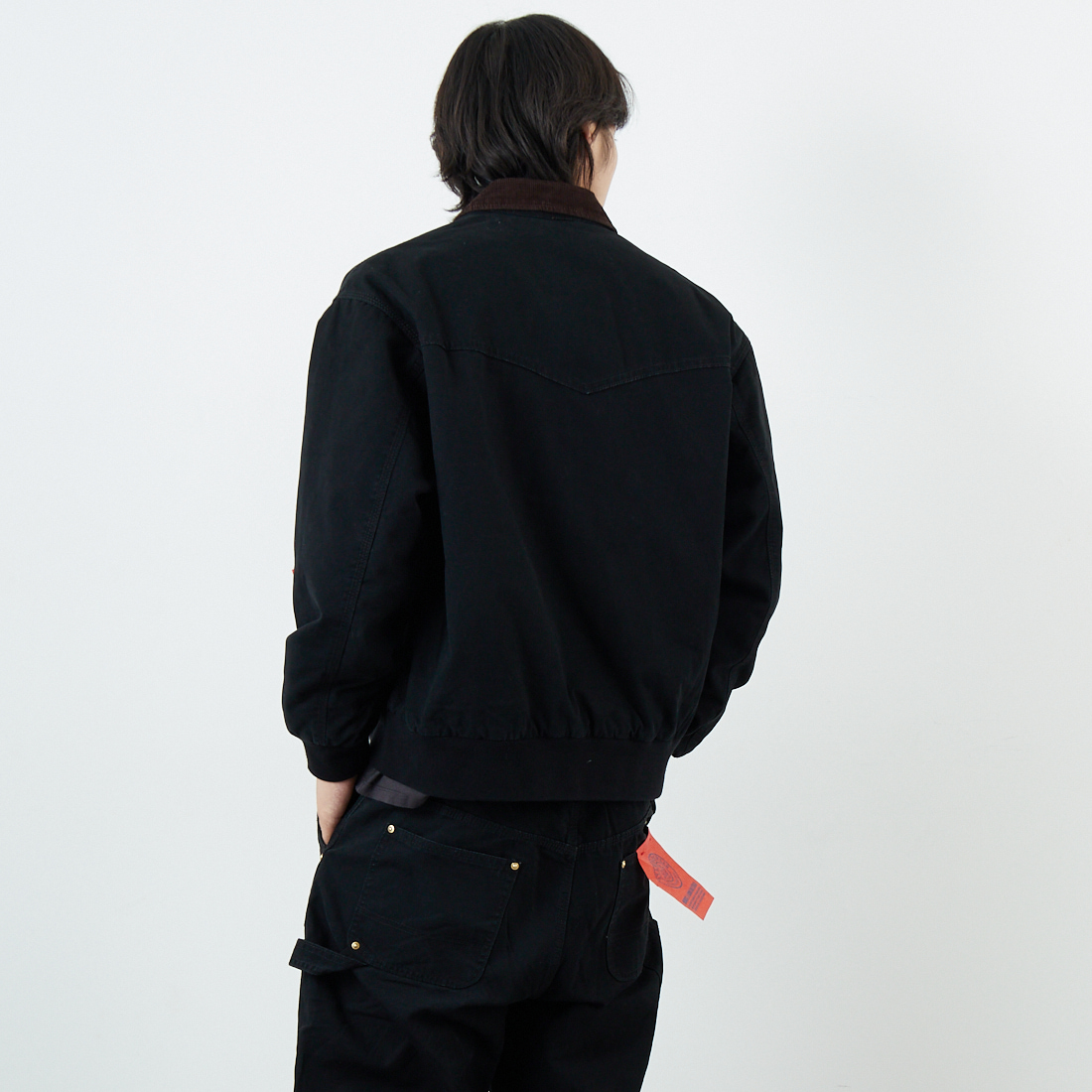 Jeans Factory Clothes [ジーンズファクトリークローズ] STANDARD ダックサンタフェワークジャケット [JFC-254-065] BLACK &&モデル身長：179cm 着用サイズ：S&&