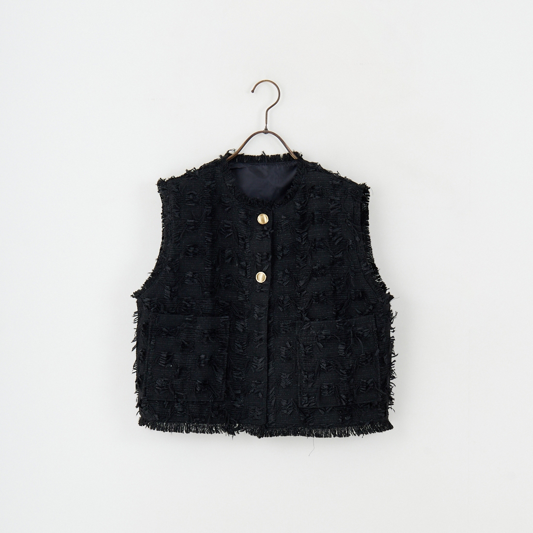 nenom [ネノム] フェザーチュール ショートベスト [NE25132012] 09 BLACK
