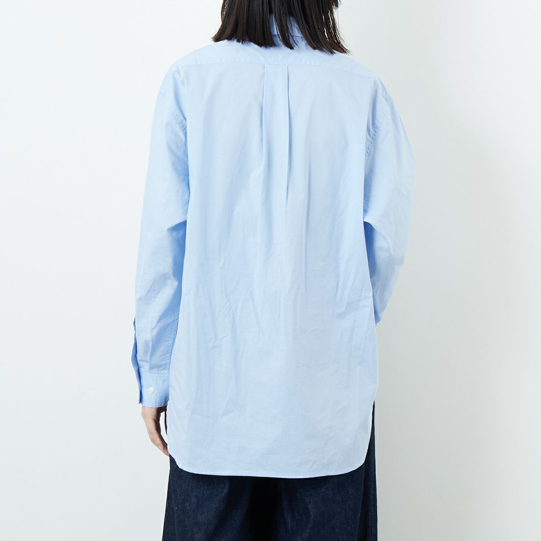 Jeans Factory Clothes [ジーンズファクトリークローズ] メンズライクオーバーサイズシャツ [JFC-253-082] BLUE &&モデル身長：162cm 着用サイズ：F&&