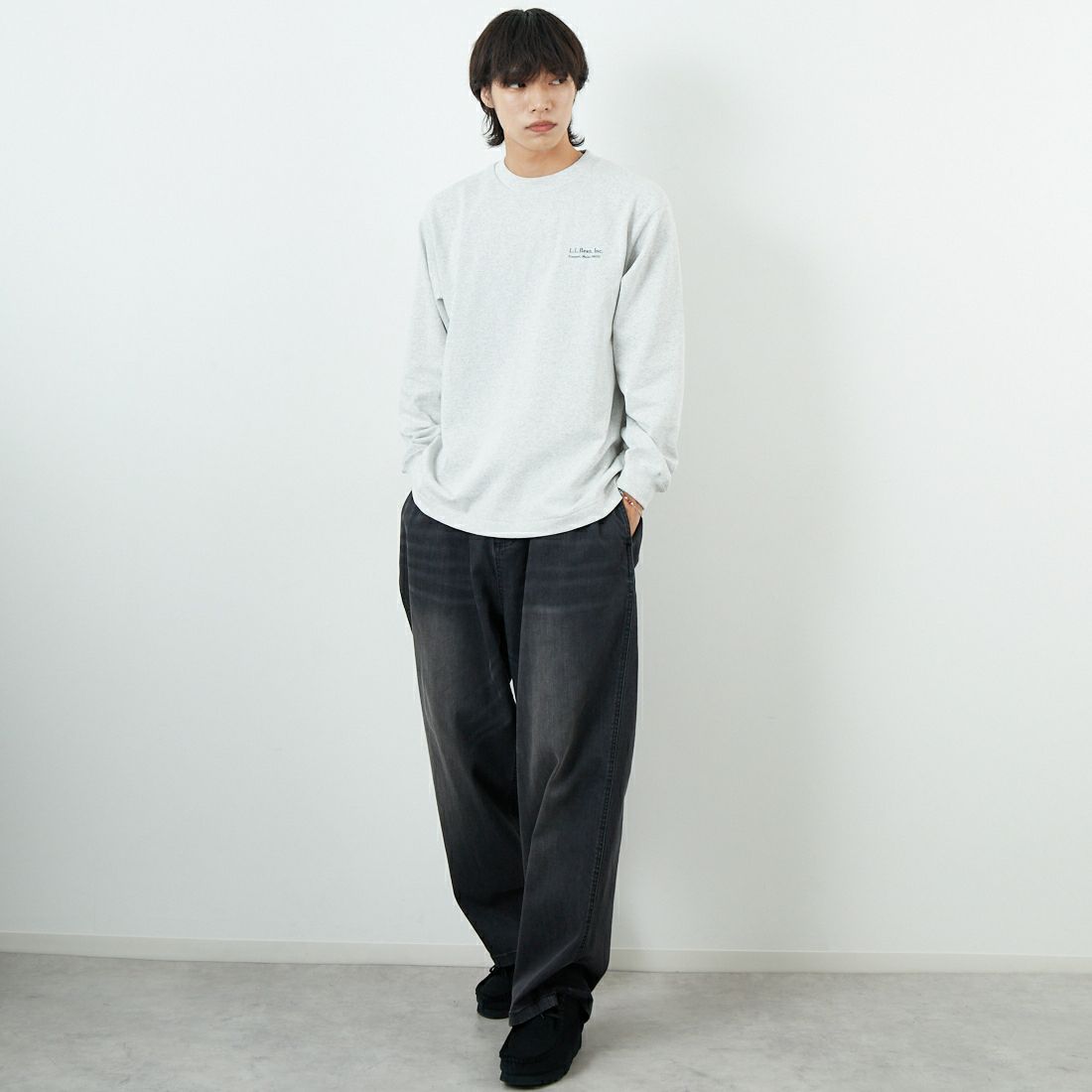 L.L.BEAN [エルエルビーン] ユニオン アニマルロングスリーブTシャツ [5475-1032] 91 MALLARD &&モデル身長：179cm 着用サイズ：M&&