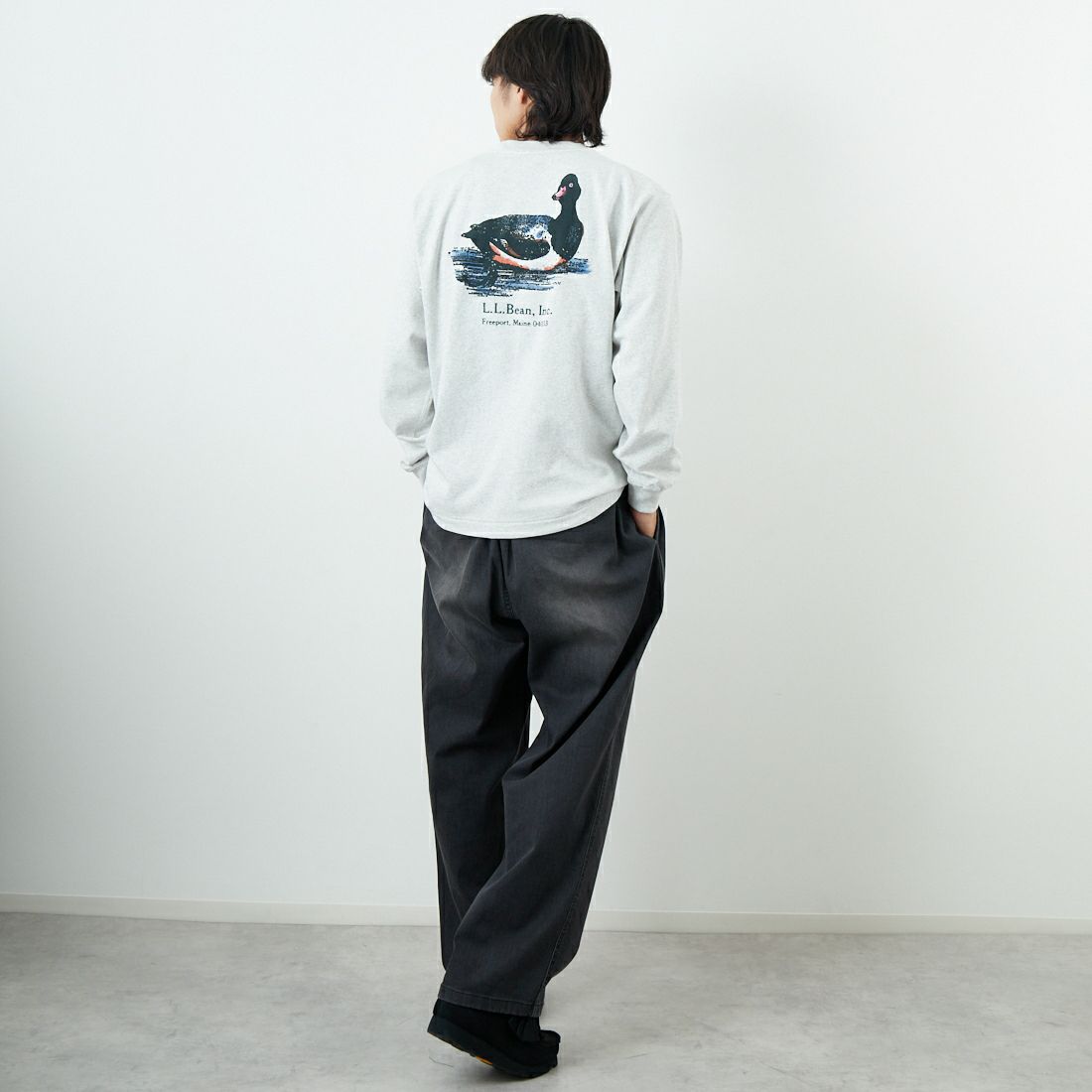 L.L.BEAN [エルエルビーン] ユニオン アニマルロングスリーブTシャツ [5475-1032] 91 MALLARD &&モデル身長：179cm 着用サイズ：M&&