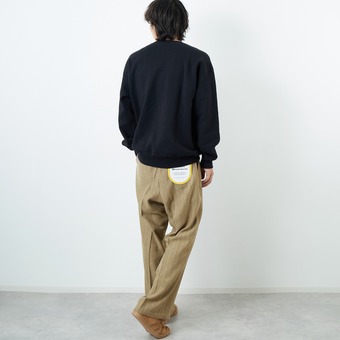 Dickies [ディッキーズ] 別注 ヘリンボーン グランパワークパンツ [253M401N01-JF] BEIGE &&モデル身長：179cm 着用サイズ：XL&&