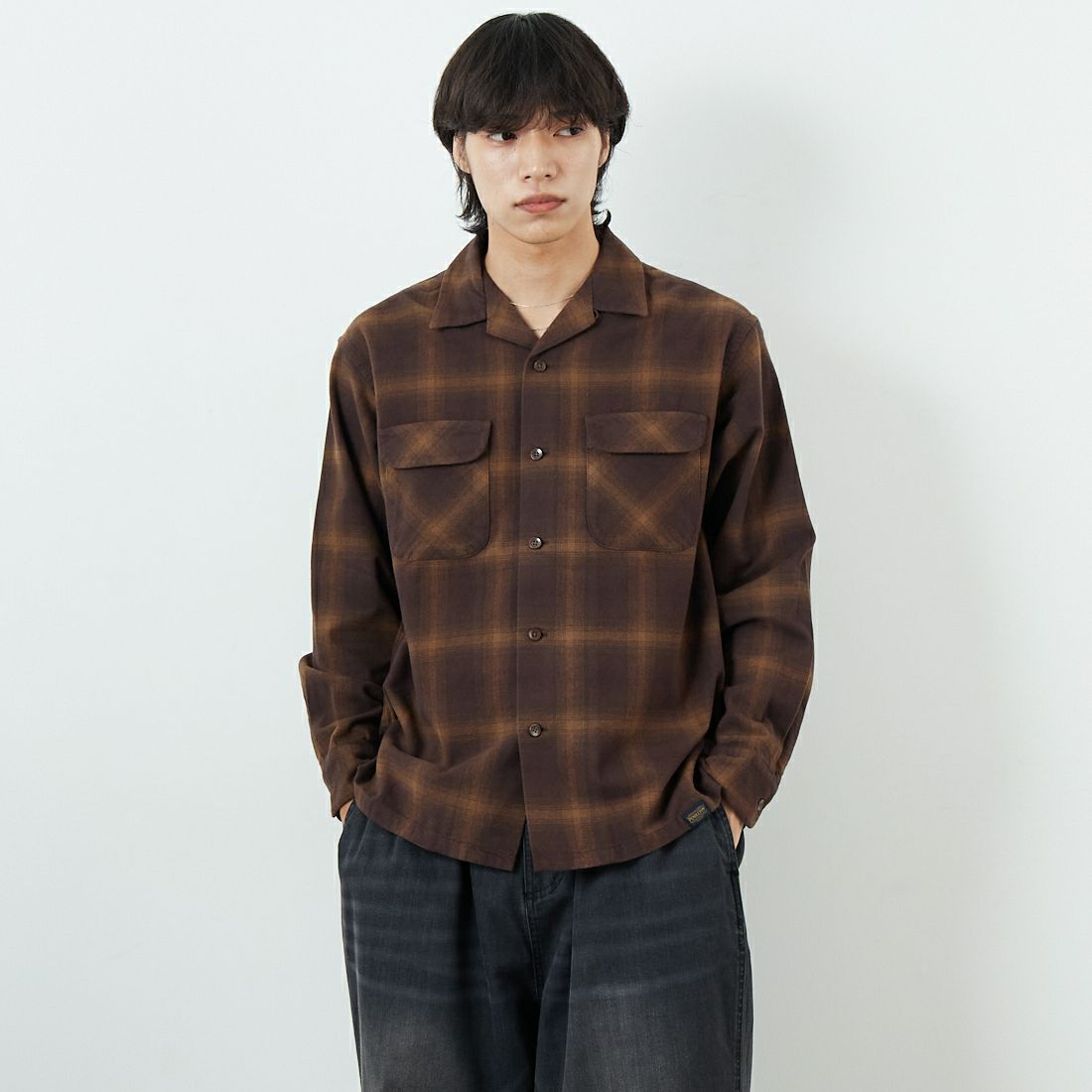 PENDLETON [ペンドルトン] オープンカラーシャツ [5475-1000] 13 BRN/BEG &&モデル身長：179cm 着用サイズ：M&&