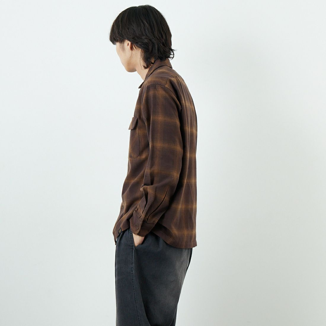 PENDLETON [ペンドルトン] オープンカラーシャツ [5475-1000] 13 BRN/BEG &&モデル身長：179cm 着用サイズ：M&&