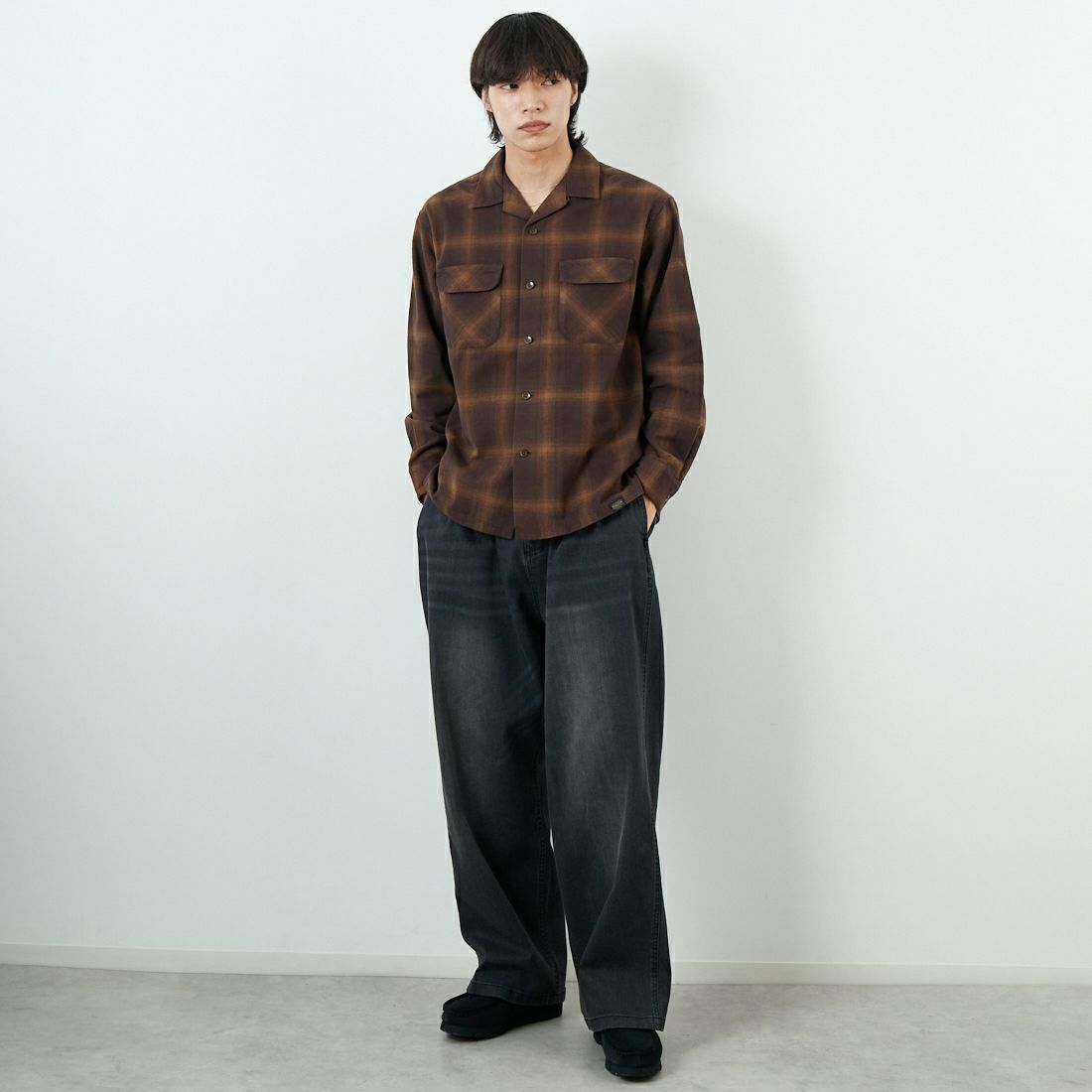 PENDLETON [ペンドルトン] オープンカラーシャツ [5475-1000] 13 BRN/BEG &&モデル身長：179cm 着用サイズ：M&&