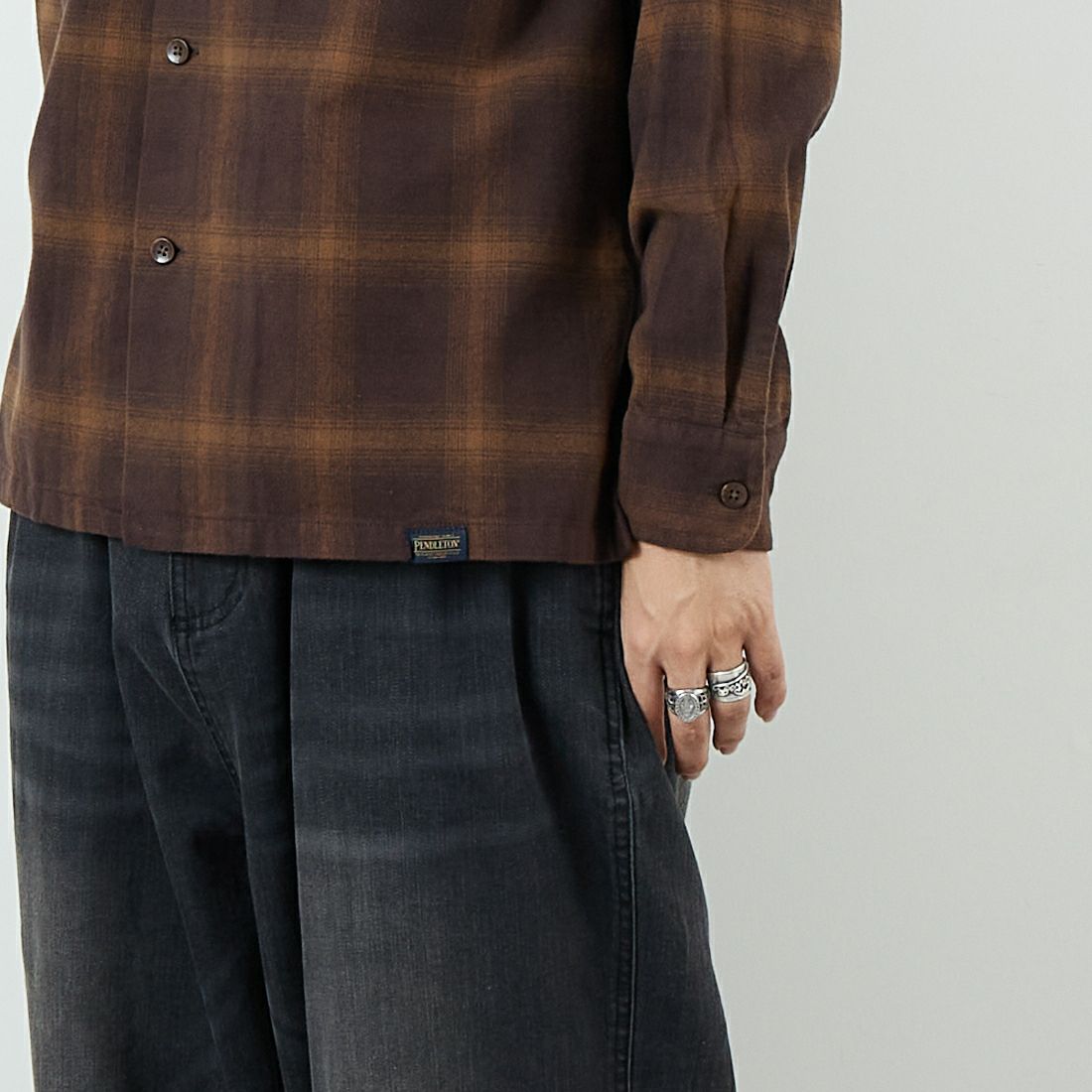 PENDLETON [ペンドルトン] オープンカラーシャツ [5475-1000] 13 BRN/BEG &&モデル身長：179cm 着用サイズ：M&&