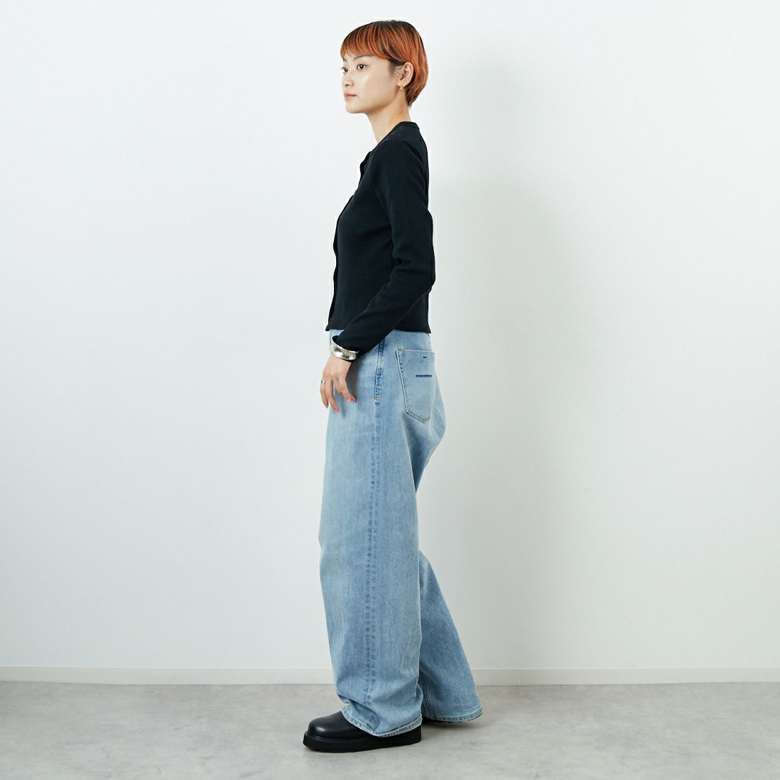LACOSTE [ラコステ] リブジャージカーディガン [SF010] 031 BLACK &&モデル身長：160cm 着用サイズ：36&&