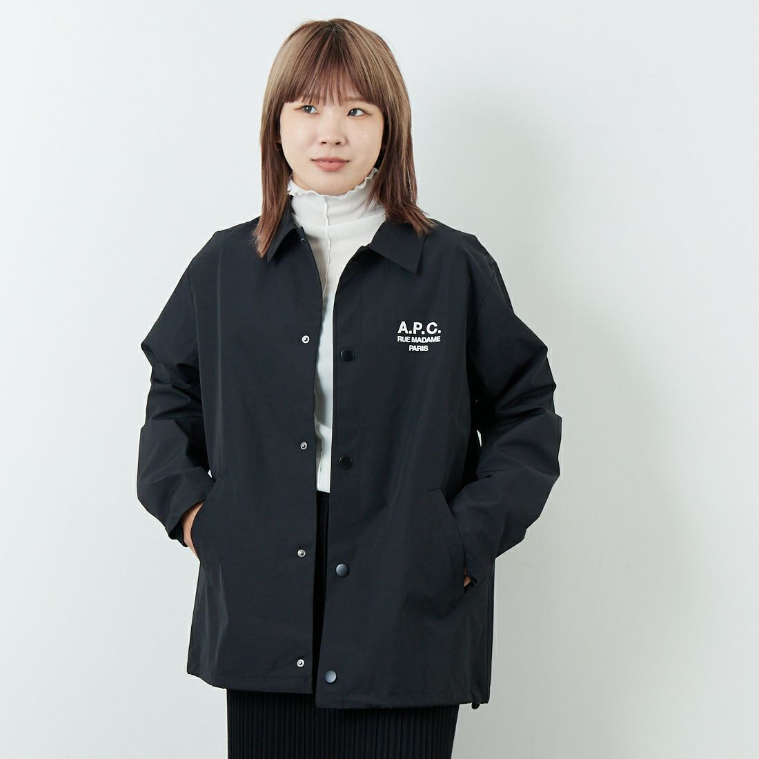 A.P.C. [アー・ペー・セー] Raymond ブルゾン [BLOUSON-RAYMOND] 99 NOIR &&モデル身長：167cm 着用サイズ：XS&&