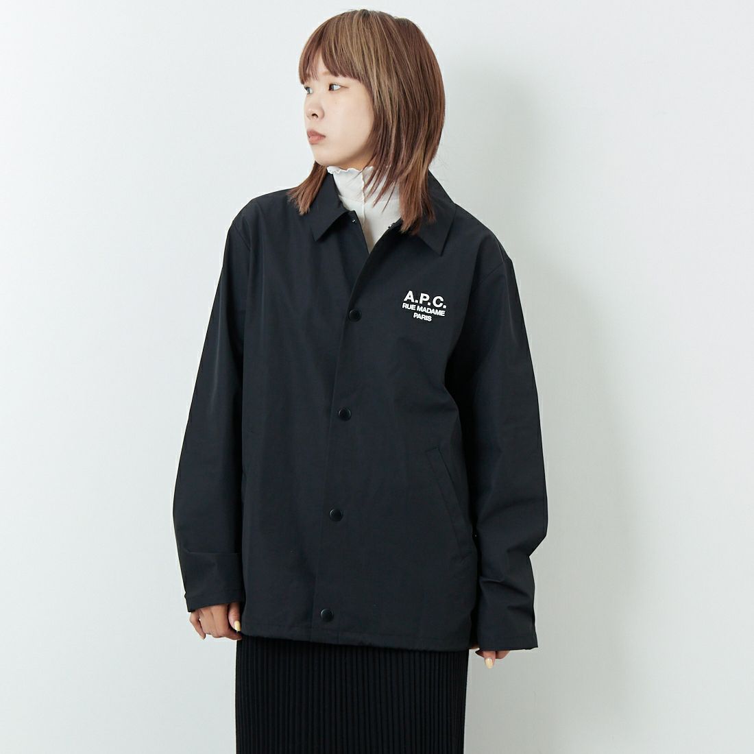 A.P.C. [アー・ペー・セー] Raymond ブルゾン [BLOUSON-RAYMOND] 99 NOIR &&モデル身長：167cm 着用サイズ：XS&&