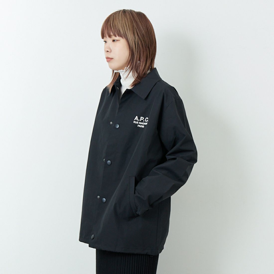 A.P.C. [アー・ペー・セー] Raymond ブルゾン [BLOUSON-RAYMOND] 99 NOIR &&モデル身長：167cm 着用サイズ：XS&&