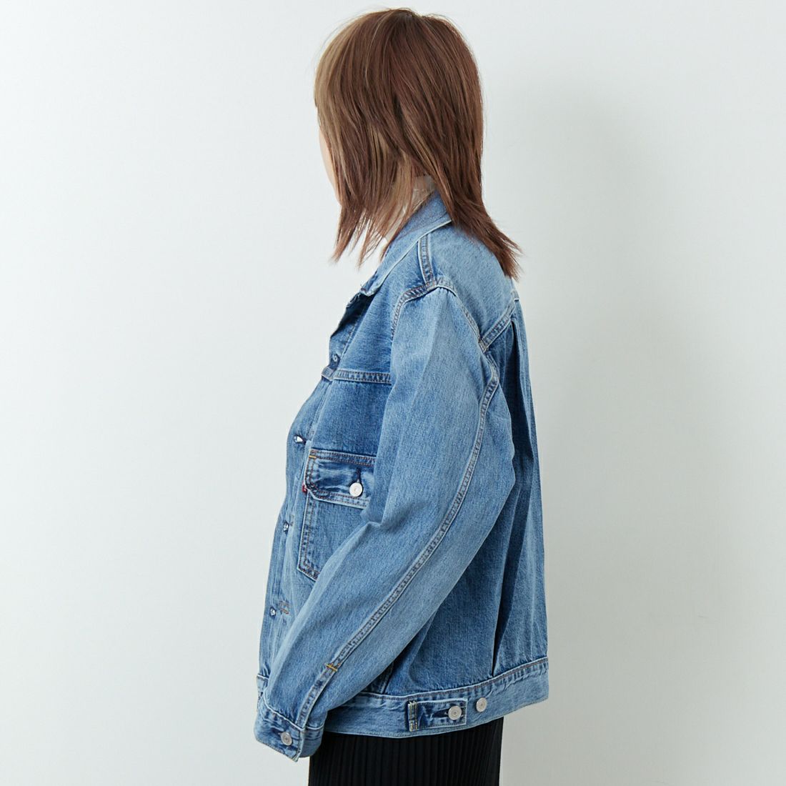 LEVI'S [リーバイス] TYPE2 トラッカージャケット [A7632-00] 14 BLUE SK &&モデル身長：167cm 着用サイズ：S&&