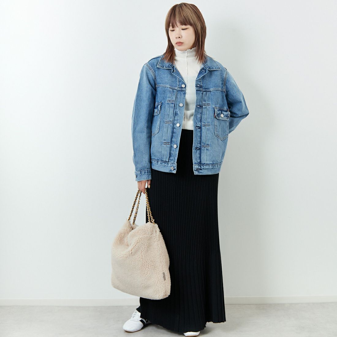 LEVI'S [リーバイス] TYPE2 トラッカージャケット [A7632-00] 14 BLUE SK &&モデル身長：167cm 着用サイズ：S&&