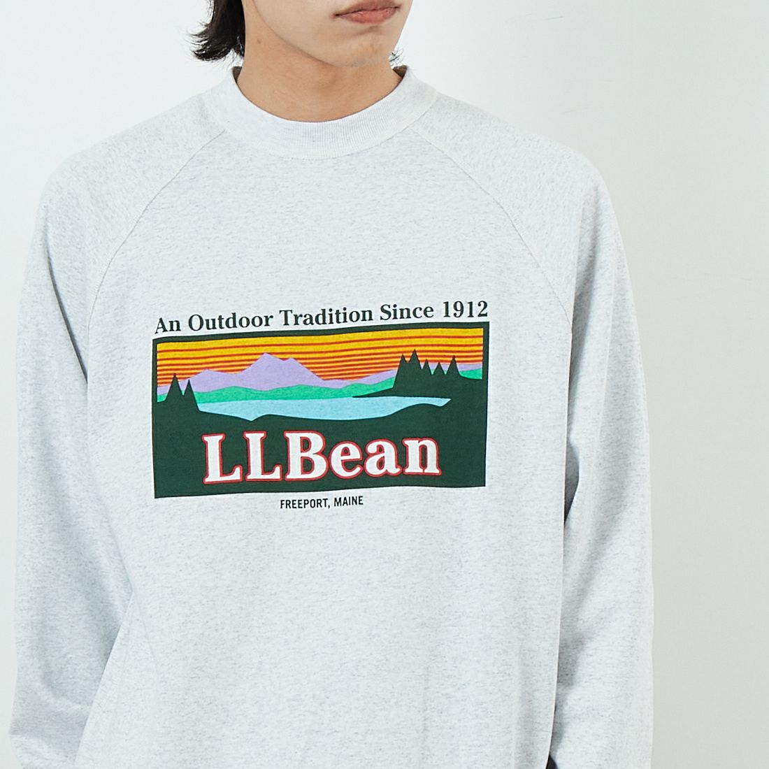 L.L.BEAN [エルエルビーン] PORTAGE クルーネックスウェット [5475-1034] 19 BIRCH &&モデル身長：179cm 着用サイズ：M&&
