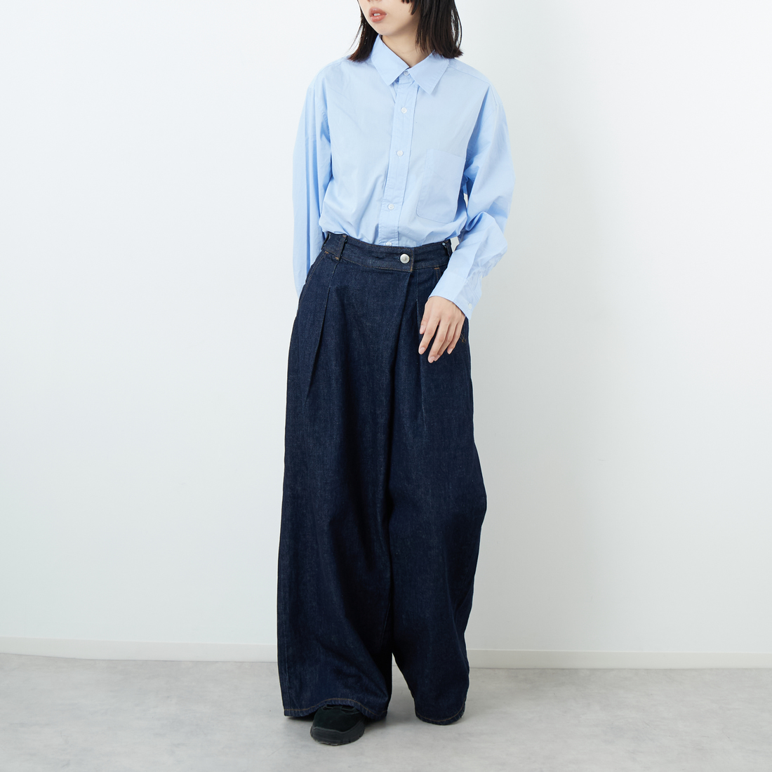 SOMETHING [サムシング] ラップワイドパンツ [SA1105] 00 O.W &&モデル身長：162cm 着用サイズ：XS&&