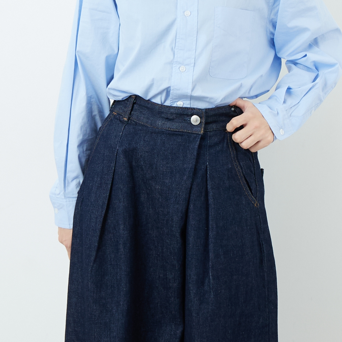 SOMETHING [サムシング] ラップワイドパンツ [SA1105] 00 O.W &&モデル身長：162cm 着用サイズ：XS&&