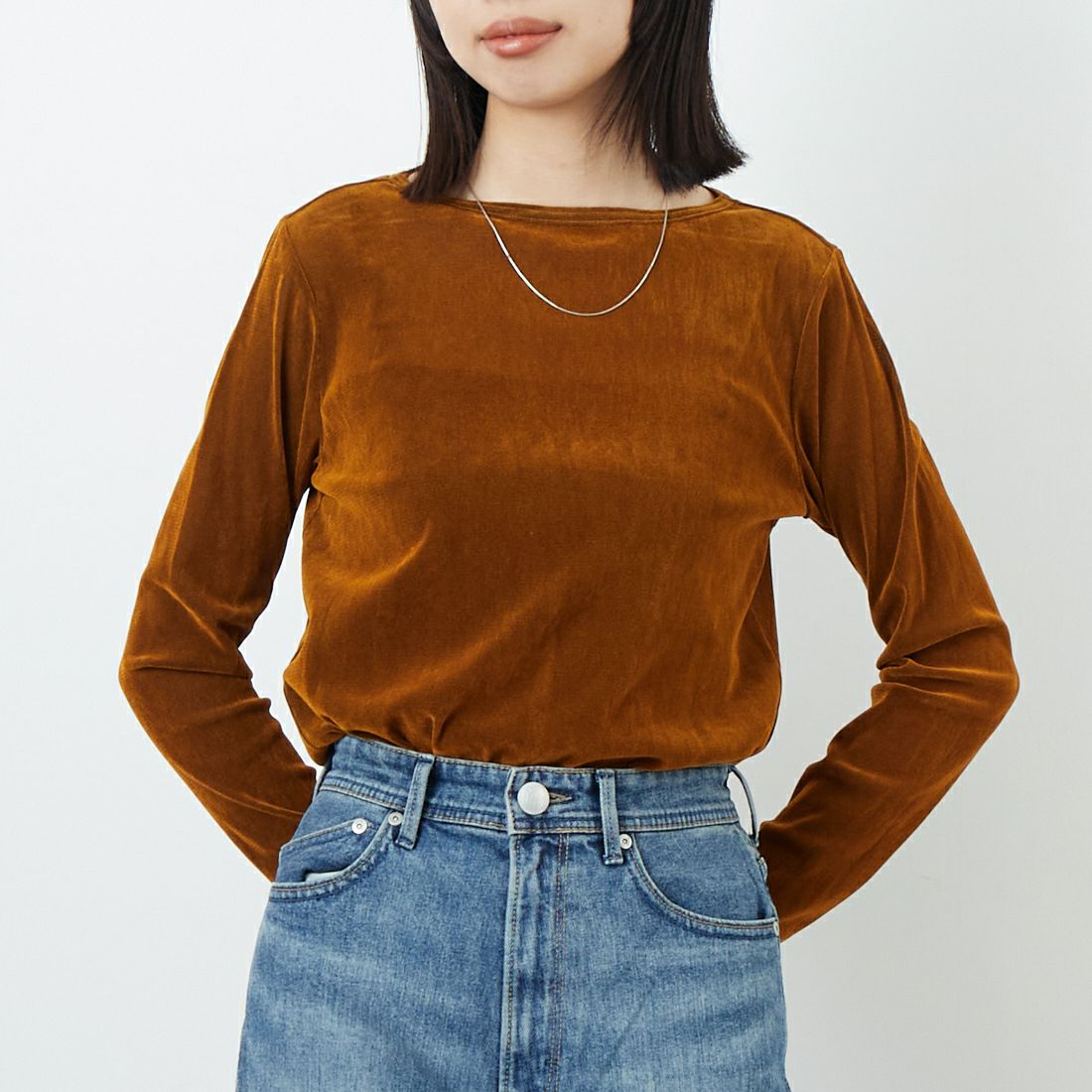 USINE [ユジーヌ] フロッキーチュールボートネックTシャツ [21256064