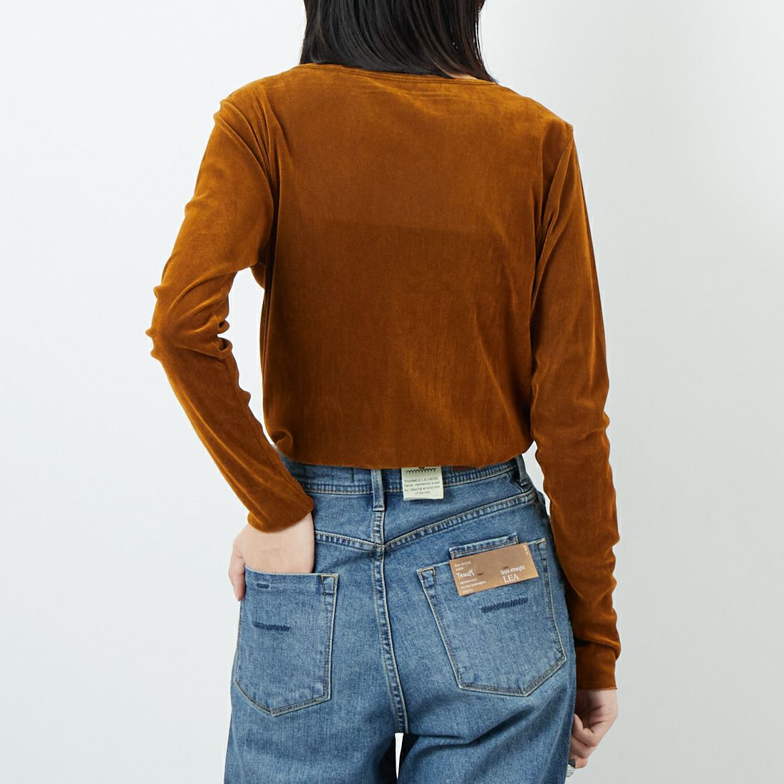 USINE [ユジーヌ] フロッキーチュールボートネックTシャツ [21256064] 044 ｷｬﾒﾙ &&モデル身長：162cm 着用サイズ：F&&