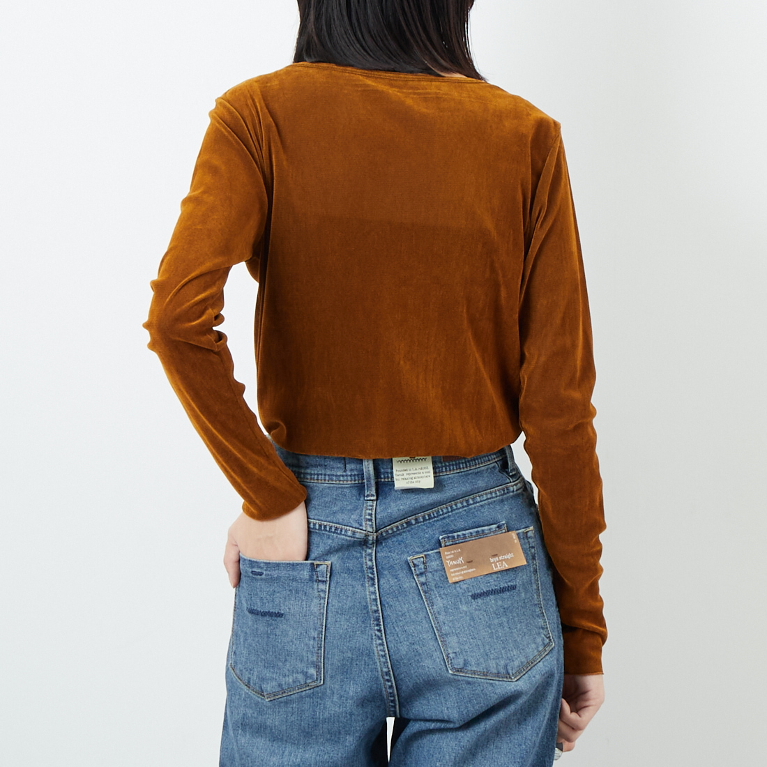 USINE [ユジーヌ] フロッキーチュールボートネックTシャツ [21256064] 044 ｷｬﾒﾙ &&モデル身長：162cm 着用サイズ：F&&