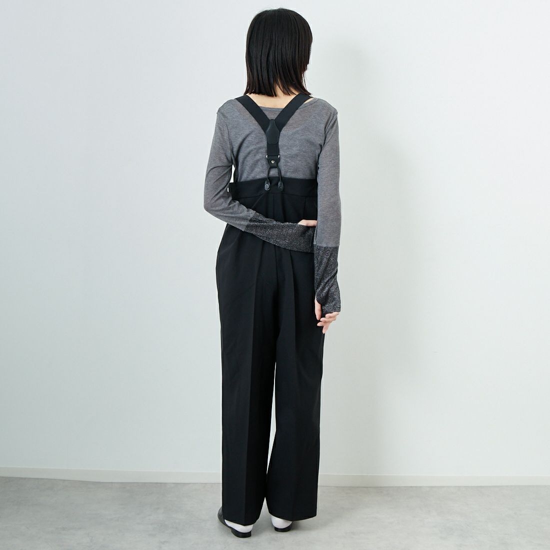 Jeans Factory Clothes [ジーンズファクトリークローズ] ﾊｲｳｴｽﾄｻｽﾍﾟﾝﾀﾞｰﾊﾟﾝﾂ [21256052] 004 ﾌﾞﾗｯｸ &&モデル身長：162cm 着用サイズ：F&&