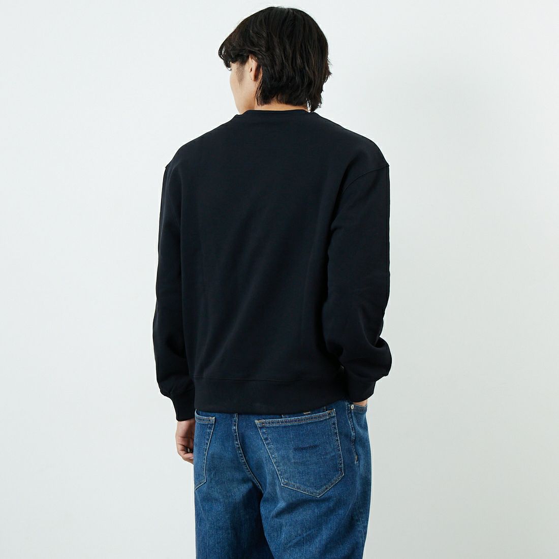 MAISON KITSUNE [メゾン キツネ] スタンディングフォックス コンフォートスウェット [PM00311KM0341] P199 BLACK &&モデル身長：179cm 着用サイズ：S&&