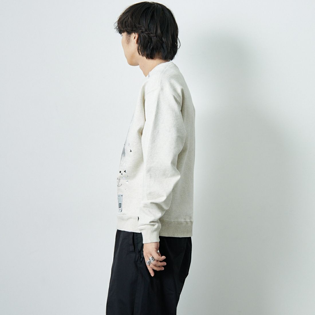 Maison MIHARA YASUHIRO [メゾン ミハラヤスヒロ] エンベリッシュド ダメージプルオーバー [J15PO723] WHITE &&モデル身長：179cm 着用サイズ：44&&