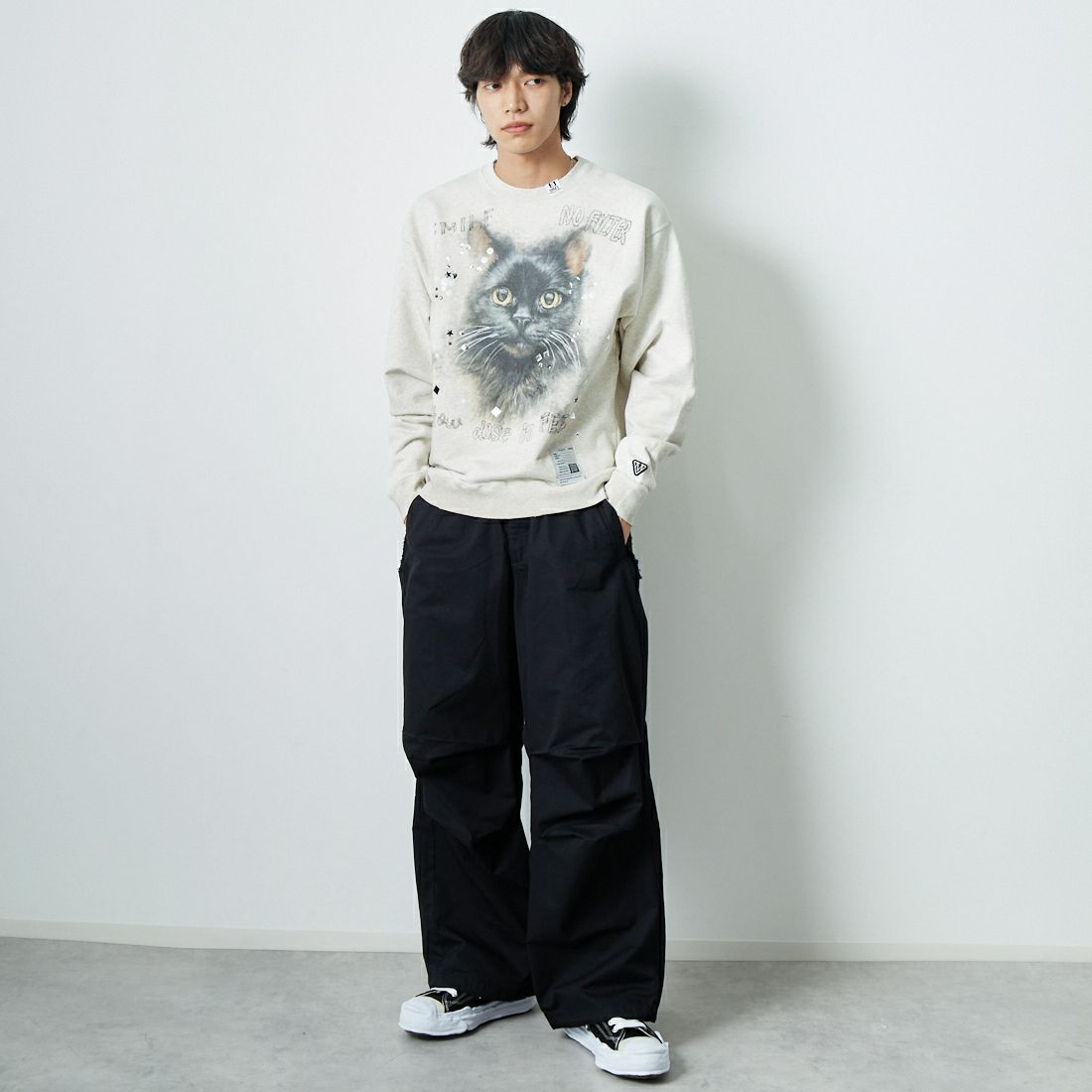 Maison MIHARA YASUHIRO [メゾン ミハラヤスヒロ] エンベリッシュド ダメージプルオーバー [J15PO723] WHITE &&モデル身長：179cm 着用サイズ：44&&