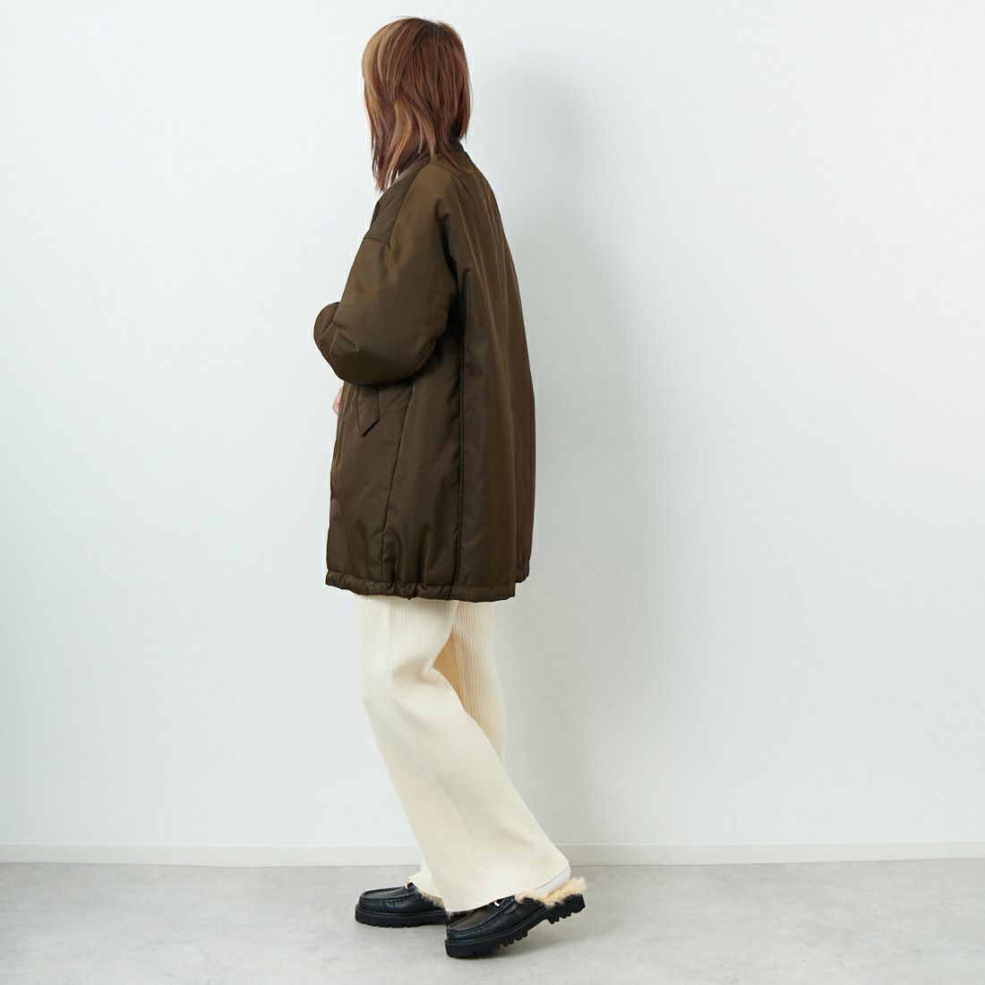 USINE [ユジーヌ] リブニットワイドパンツ [IN2-KT-5] OFF &&モデル身長：167cm 着用サイズ：38&&