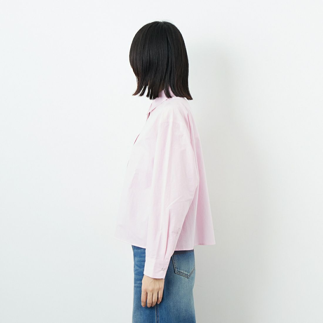 MEYAME [メヤメ] フライフロントショートシャツ [MEY-2216] PINK &&モデル身長：162cm 着用サイズ：F&&