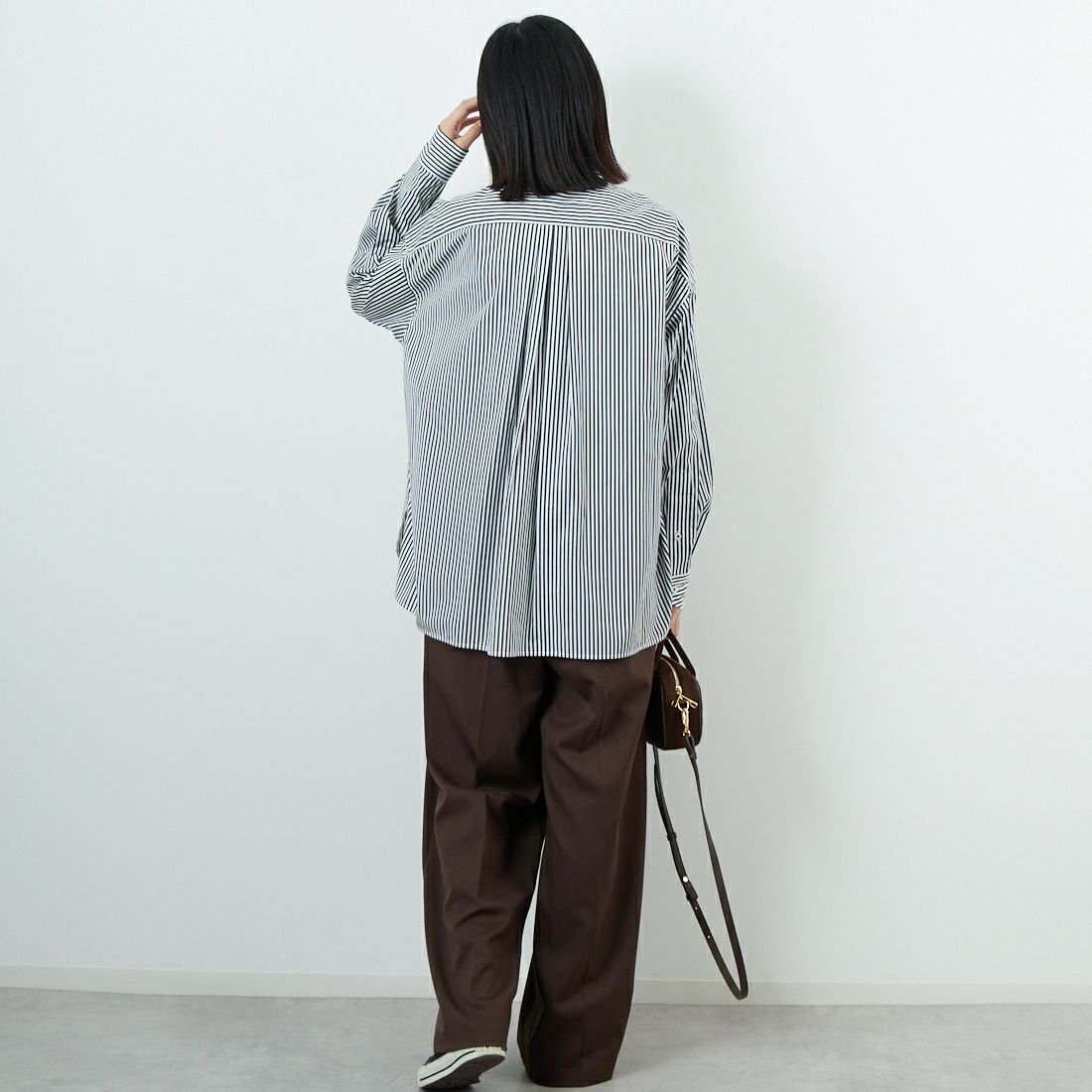 TICCA [ティッカ] スクエアビッグシャツ [TBEA-101] BLACK LOND &&モデル身長：162cm 着用サイズ：2&&