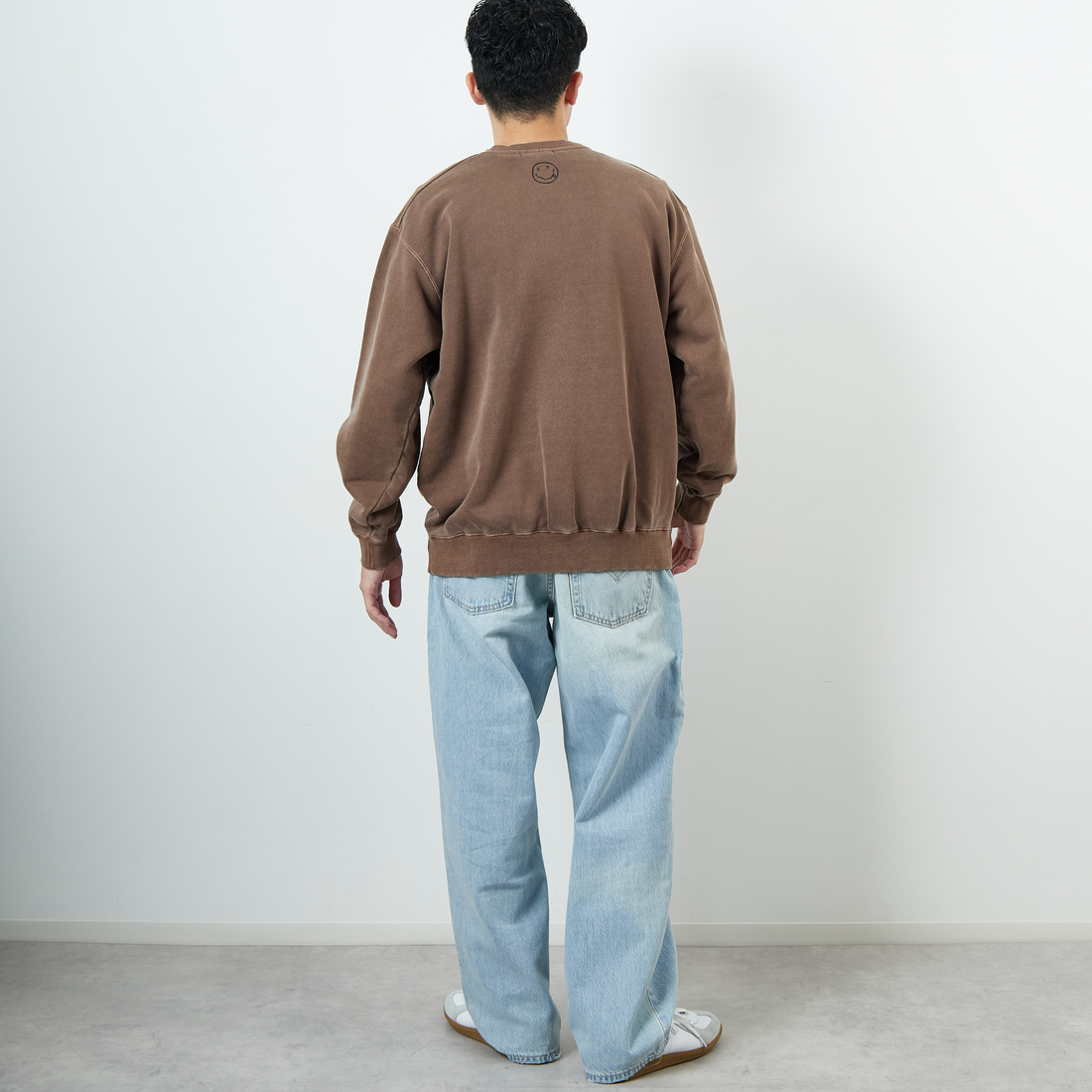 GOOD ROCK SPEED [グッドロックスピード] 別注 NIRVANA プリントスウェット [INTN-051-JF] BROWN &&モデル身長：168cm 着用サイズ：L&&