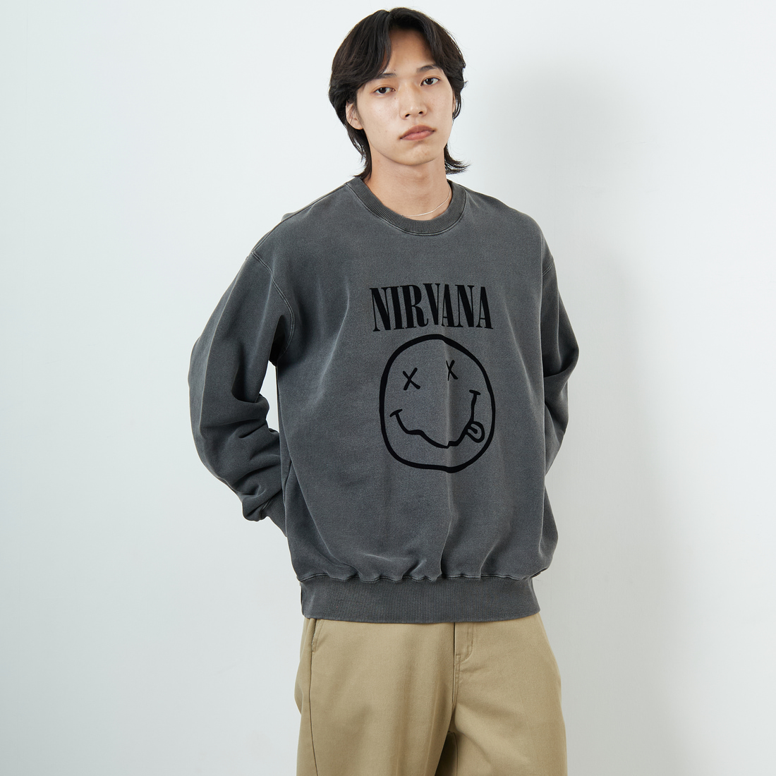 GOOD ROCK SPEED [グッドロックスピード] 別注 NIRVANA フロッキープリントスウェット [INTN-052-JF]